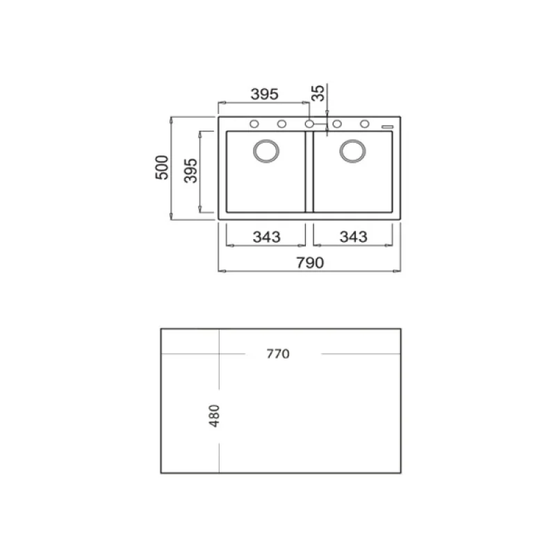 CHẬU ĐÁ NHÂN TẠO TEKA FORSQUARE 2B 790 BLACK 115260014 - SON 99