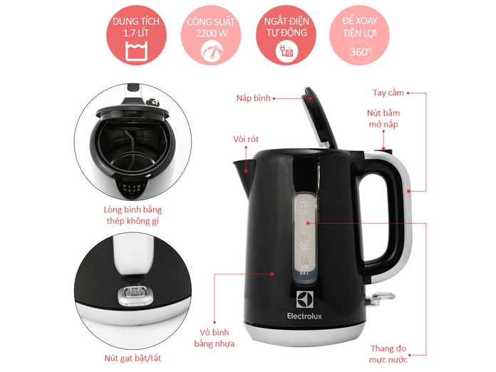 BÌNH ĐUN NƯỚC SIÊU TỐC ELECTROLUX EASYSENSE EEK3505
