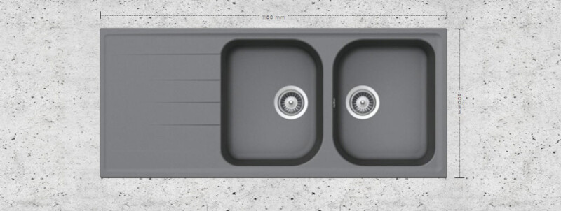 CHẬU GRANSTONE HAFELE HS18-GED2R80 MÀU XÁM 570.35.560 - anhbia chau rua Hafele Julius HS GDD11650 570.35.560