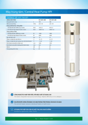 MÁY NƯỚC NÓNG BƠM NHIỆT TRUNG TÂM A. O. SMITH HPI-40D - aosmith HPI 4