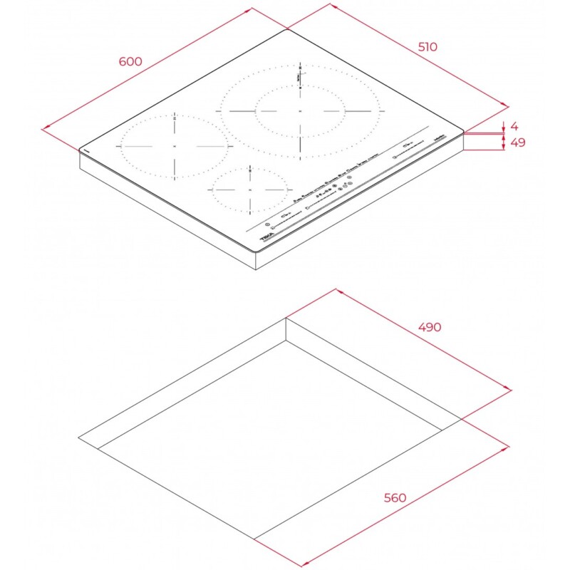 KÍCH THƯỚC BẾP ĐIỆN TỪ TEKA IZC 63630 BK MST 112500017