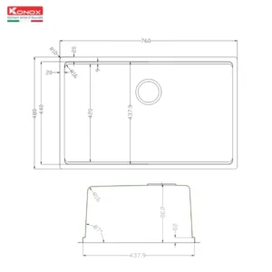CHẬU RỬA BÁT CHỐNG XƯỚC KONOX PHONG CÁCH NHẬT TARI 7648SR - ban ve chau rua bat 1 ho chong xuoc phong cach nhat ban Konox Tari 7648SR 11zon