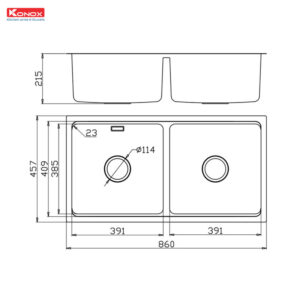 CHẬU RỬA BÁT CHỐNG XƯỚC KONOX WORKSTATION SINK – UNDERMOUNT SINK KN8646DU DEKOR - ban ve chau rua bat kn8646dub dekor