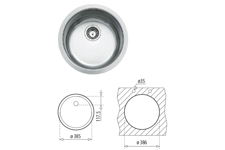 CHẬU RỬA TEKA BE 39X18 - be39x18 kt
