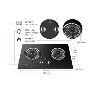 BẾP GA ÂM ELECTROLUX EHG723BA 2 MÂM CHIA LỬA 78CM - bep gas electrolux ehg723ba 6