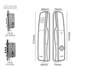 KHÓA CỬA VÂN TAY APP WIFI BOSCH EL800X EU AMBER GOLD  - bosch el800x dimension