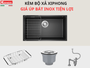 CHẬU RỬA BÁT KONOX GRANITE SINK NAROS 760S BLACK - chau da konox naros 760s black 5