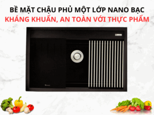 CHẬU RỬA BÁT KONOX ĐÁ GRANITE SINK TERRA 790S BLACK - chau da konox terra 790s black 3