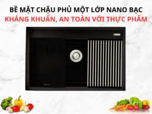 CHẬU RỬA BÁT KONOX ĐÁ GRANITE SINK TERRA 860S BLACK - chau da konox terra 860s black 4