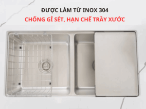 CHẬU RỬA BÁT CHỐNG XƯỚC KONOX WORKSTATION SINK – UNDERMOUNT SINK KN8646DU DEKOR - chau inox konox kn8646du dekor 4