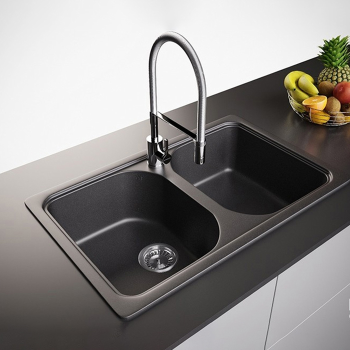 CHẬU GRANSTONE HAFELE HS19-GEN2R90 MÀU ĐEN 570.35.380 - chau rua bang da julius hs gd8650 hafele 570 35 380 1