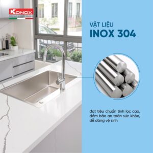 CHẬU RỬA BÁT CHỐNG XƯỚC KONOX WORKSTATION SINK KN8248SO DEKOR - chau rua bat 1 ho chong xuoc Konox KN8248SO Dekor inox 304