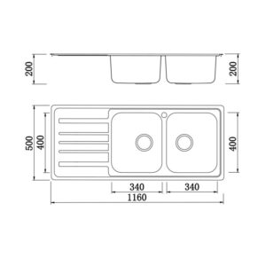CHẬU RỬA BÁT KONOX EUROPEAN SINK ARTUSI KS11650 1D BÀN TRÁI - chau rua bat European Sink Artusi KS11650 1D Left thong so ky thuat