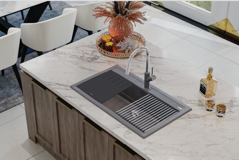 CHẬU RỬA BÁT KONOX ĐÁ GRANITE SINK TERRA 790S BLACK - chau rua bat Granite Konox TERRA 790S Black 1