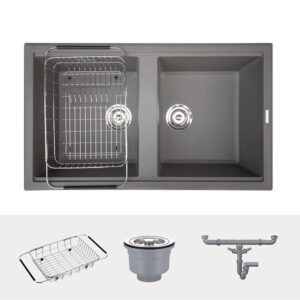 CHẬU RỬA BÁT KONOX GRANITE SINK PHOENIX SMART 860 WHITE SILVER - chau rua bat Granite Sink Phoenix 860 Grey 1
