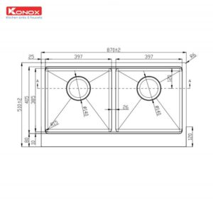 CHẬU RỬA BÁT KONOX WORKSTATION SINK – APRON SINK KN8751DA CURVE - chau rua bat Workstation Sink Apron Sink KN8751DA Retta thong so ky thuat 1