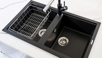 CHẬU RỬA BÁT KONOX GRANITE SINK PHOENIX SMART 860 BLACK - chau rua bat da granite konox phoenix smart mau den 2 350x200 1