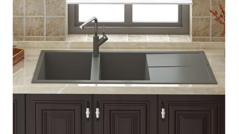 CHẬU RỬA BÁT KONOX GRANITE SINK LIVELLO SMART 1160 GREY - chau rua bat granite sink Livello smart 1160 grey 800x800 2