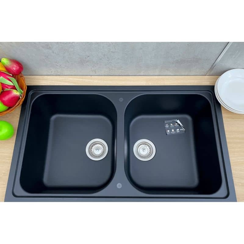 CHẬU GRANSTONE HAFELE HS19-GEN2R90 MÀU ĐEN 570.35.380 - chau rua bat hafele julius hs gd8650 570 35 380