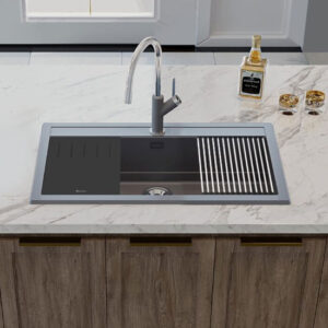 CHẬU RỬA BÁT KONOX ĐÁ GRANITE SINK TERRA 790S BLACK - chau rua bat konox granite sink terra 790s grey 3