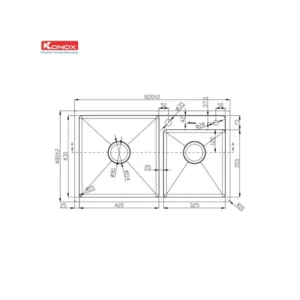 CHẬU RỬA BÁT KONOX OVERMOUNT SINK KN8248DO - chau rua bat overmount sink kn8248do 1 1