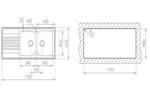 CHẬU RỬA TEKA PREMIUM 2B 1D - chau rua premium 2b 1d kt