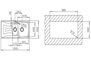 CHẬU RỬA TEKA UNIVERSO 1 1/2B 1D - chau rua universo 1 2b 1d kt
