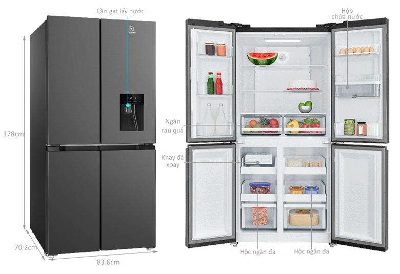 TỦ LẠNH ELECTROLUX 4 CỬA EQE4960A-B ULTIMATETASTE 700 492L