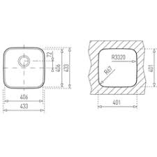 KÍCH THƯỚC CỦA CHẬU RỬA INOX TEKA BE 40.40 10125005