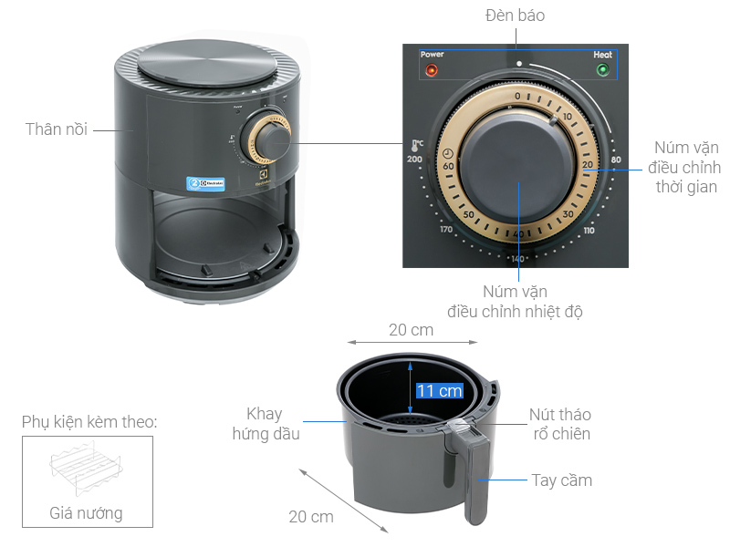 NỒI CHIÊN KHÔNG DẦU ELECTROLUX 3L EXPLORE 6 E6AF1-220K