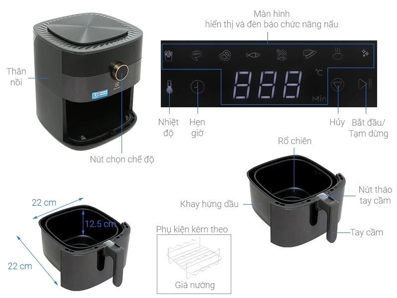 NỒI CHIÊN KHÔNG DẦU ELECTROLUX 5L EXPLORE 6 E6AF1-520K