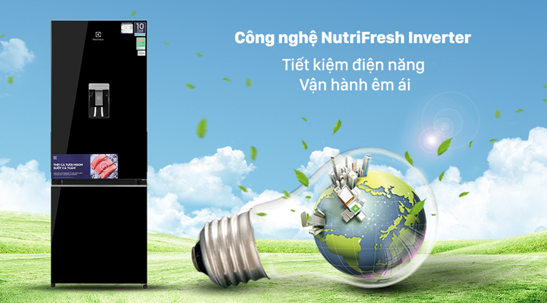 TỦ LẠNH ELECTROLUX NGĂN ĐÁ DƯỚI EBB3442K-H INVERTER ULTIMATETASTE 300 308L MÀU ĐEN BÓNG ( CÓ NGĂN ĐÔNG MỀM)