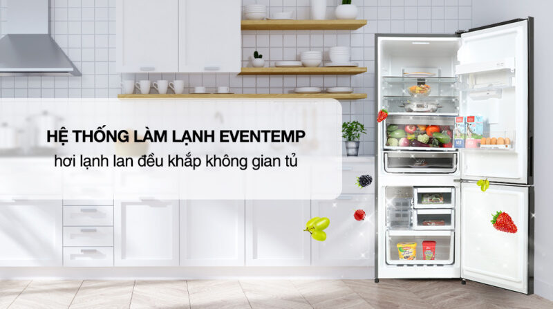 TỦ LẠNH ELECTROLUX NGĂN ĐÁ DƯỚI EBB3462K-H INVERTER ULTIMATETASTE 300 308L MÀU ĐEN BÓNG ( CÓ NGĂN ĐÔNG MỀM)
