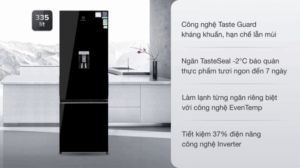TỦ LẠNH ELECTROLUX NGĂN ĐÁ DƯỚI EBB3742K-H INVERTER ULTIMATETASTE 300 335L MÀU ĐEN BÓNG ( CÓ NGĂN ĐÔNG MỀM) - electrolux ebb3742k h 280821 0623530 1