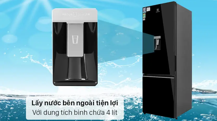 TỦ LẠNH ELECTROLUX NGĂN ĐÁ DƯỚI EBB3762K-H INVERTER ULTIMATETASTE 300 335L MÀU ĐEN BÓNG ( CÓ NGĂN ĐÔNG MỀM)