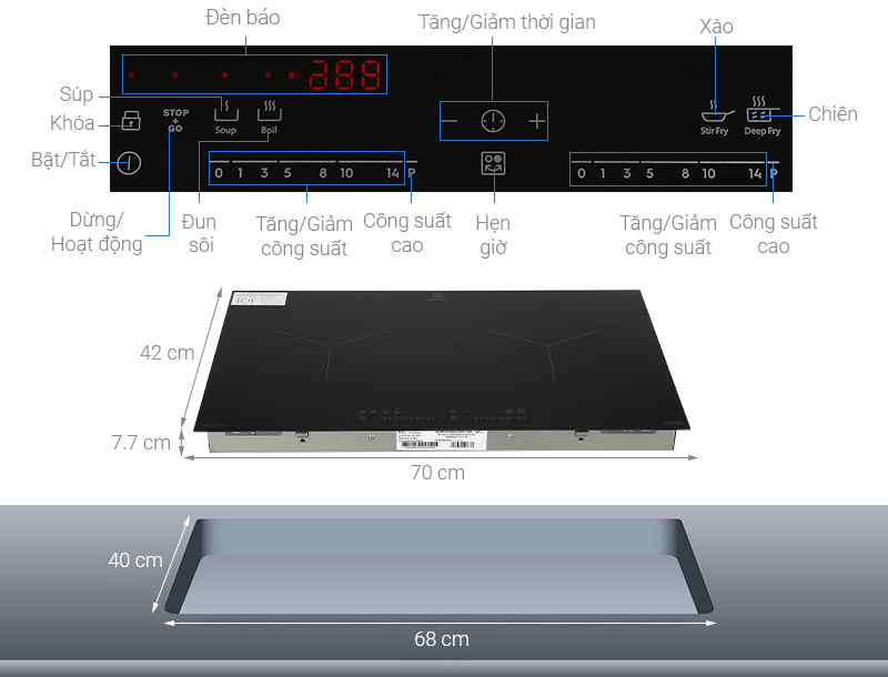 BẾP TỪ ÂM ELECTROLUX 2 VÙNG NẤU 70CM EHI7280BB - electrolux ehi7280bb note 1