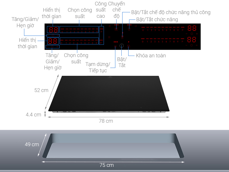 BẾP TỪ ÂM ELECTROLUX 4 VÙNG NẤU 80CM EIP8546 - electrolux eip8546 note
