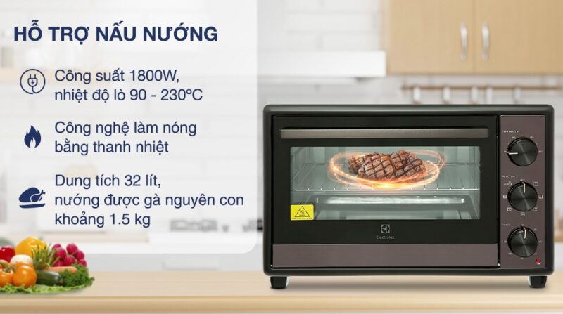 LÒ NƯỚNG ĐỂ BÀN ELECTROLUX EOT3218XG ULTIMATETASTE 500 32L - electrolux eot3218xg 32 lit638066096314368596