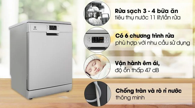 MÁY RỬA BÁT ELECTROLUX ĐỨNG ĐỘC LẬP ESF5512LOX