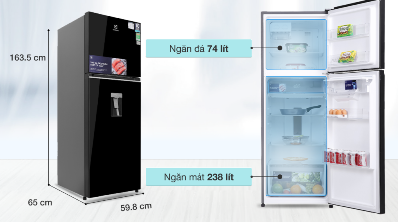 TỦ LẠNH ELECTROLUX NGĂN ĐÁ TRÊN 312 LÍT ETB3440K-H INVERTER ULTIMATETASTE 300 CÓ NGĂN ĐÔNG MỀM - ĐEN BÓNG - electrolux etb3440k h 050821 0245441
