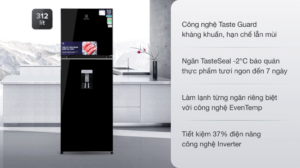 TỦ LẠNH ELECTROLUX NGĂN ĐÁ TRÊN 312 LÍT ETB3440K-H INVERTER ULTIMATETASTE 300 CÓ NGĂN ĐÔNG MỀM - ĐEN BÓNG - electrolux etb3440k h 280821 0617170