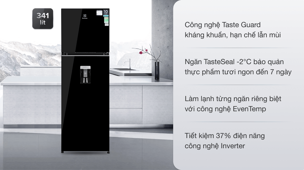 TỦ LẠNH ELECTROLUX NGĂN ĐÁ TRÊN 341 LÍT ETB3740K-H INVERTER ULTIMATETASTE 300 CÓ NGĂN ĐÔNG MỀM - ĐEN BÓNG - electrolux etb3740k h 280821 0614310 cfeb53c2d81442f787c40167c4e512da