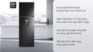 TỦ LẠNH ELECTROLUX NGĂN ĐÁ TRÊN 341 LÍT ETB3760K-H INVERTER ULTIMATETASTE 300 CÓ NGĂN ĐÔNG MỀM - ĐEN BÓNG - electrolux etb3760k h 280821 0611190