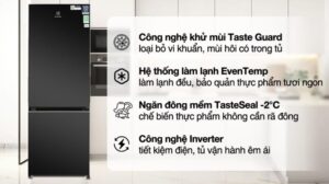 TỦ LẠNH ELECTROLUX NGĂN ĐÁ DƯỚI EBB3402K-H INVERTER ULTIMATETASTE 300 308L MÀU ĐEN BÓNG ( CÓ NGĂN ĐÔNG MỀM) - electrolux inverter 308 lit ebb3402k h638010863507719538 1