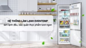 TỦ LẠNH ELECTROLUX NGĂN ĐÁ DƯỚI EBB3702K-A INVERTER ULTIMATETASTE 300 335L MÀU BẠC ( CÓ NGĂN ĐÔNG MỀM) - electrolux inverter 335 lit ebb3702k a eventemp 1