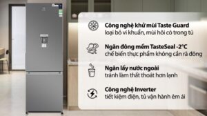 TỦ LẠNH ELECTROLUX NGĂN ĐÁ DƯỚI EBB3742K-A INVERTER ULTIMATETASTE 300 335L MÀU BẠC ( CÓ NGĂN ĐÔNG MỀM) - electrolux inverter 335 lit ebb3742k a638013400193882631 1