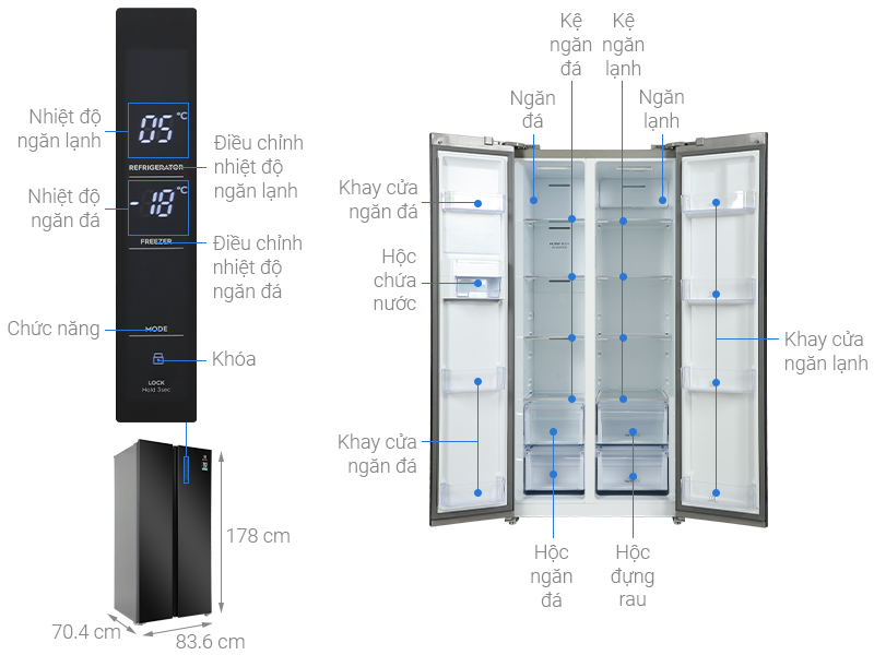 TỦ LẠNH SIDE BY SIDE ELECTROLUX 505 LÍT ESE5401A-BVN INVERTER ULTIMATETASTE 700 - ĐEN MATT