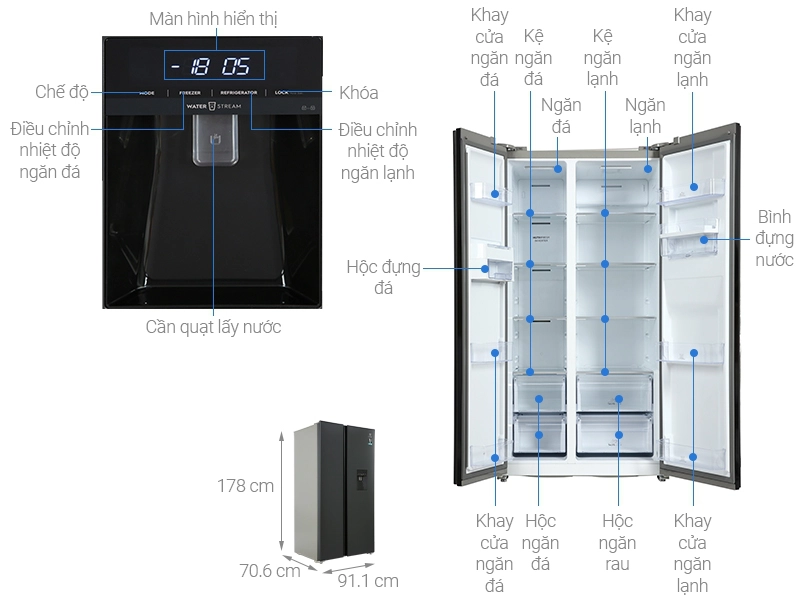 TỦ LẠNH SIDE BY SIDE ELECTROLUX 571 LÍT ESE6141A-BVN INVERTER ULTIMATETASTE 700 - ĐEN MATT