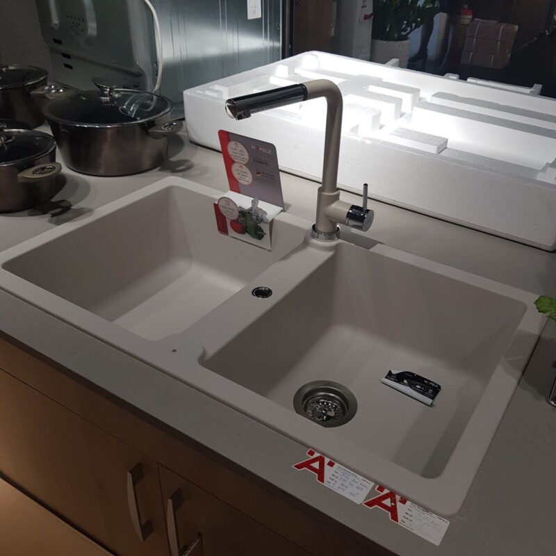 CHẬU GRANSTONE HAFELE HS19-GEN2S90 MÀU KEM 570.36.400 - hinh thuc te chau da hafele 570.36.400