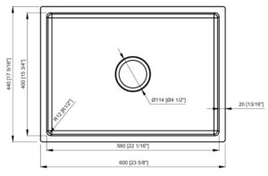 CHẬU RỬA BÁT KONOX WORKSTATION SINK – UNDERMOUNT SINK KN6046SU - kich thuoc chau rua konox kn6046su dekor